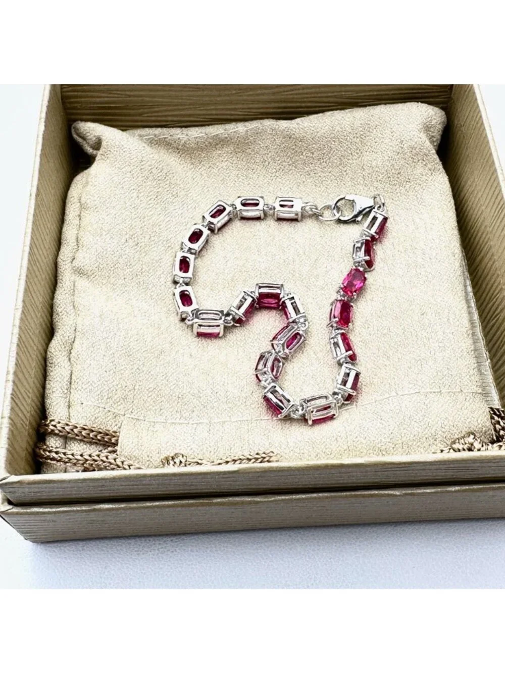 JTV Pink Sapphire Sterling Silver Tennis Bracelet 7 Inch New